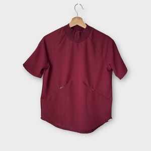 FIGS Ngara Oversized Mock Neck Scrub Top Burgundy Size XXS